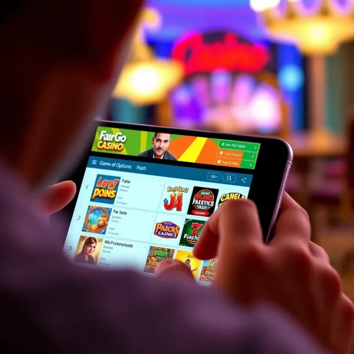 Mobile device displaying Fair Go Casino's game selection interface