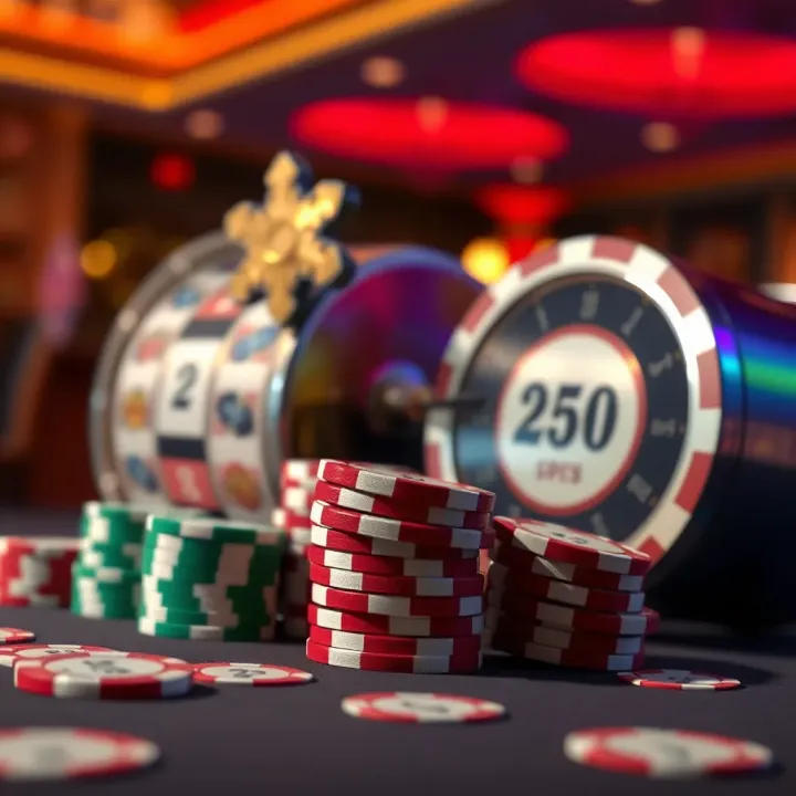 Illustration of casino chips and spinning reels symbolizing bonus offers