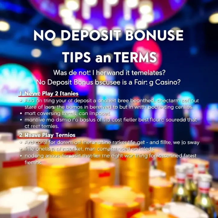 Graphic highlighting key terms and tips for maximizing no deposit bonuses at an online casino