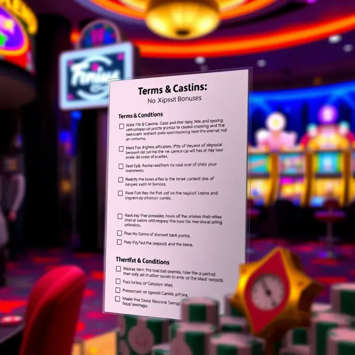 Graphic showing terms and conditions checklist with highlighted key points for casino bonuses