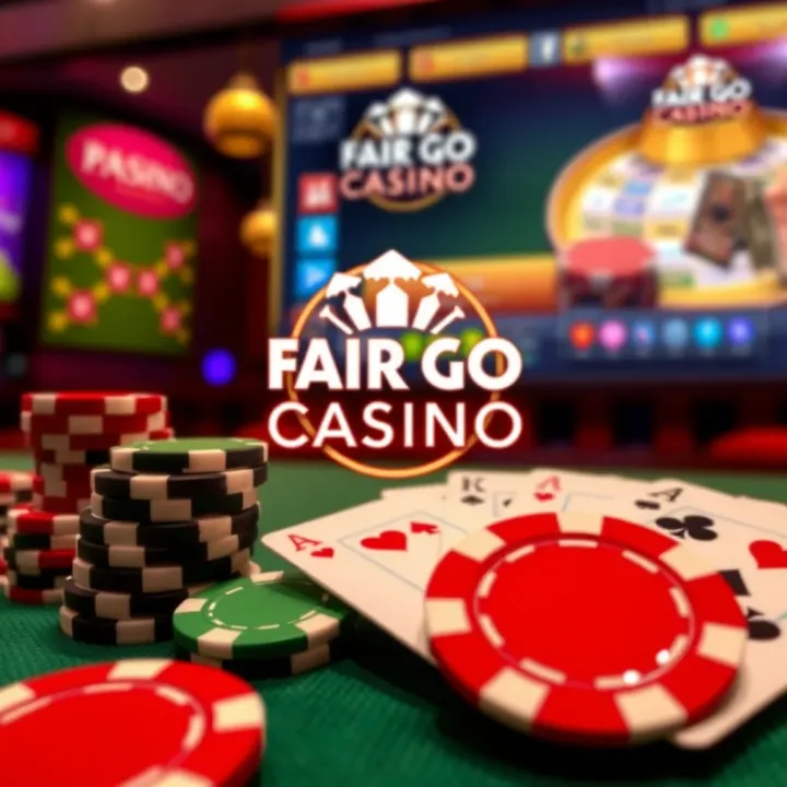 Fair Go Casino logo with poker chips and playing cards on a digital background