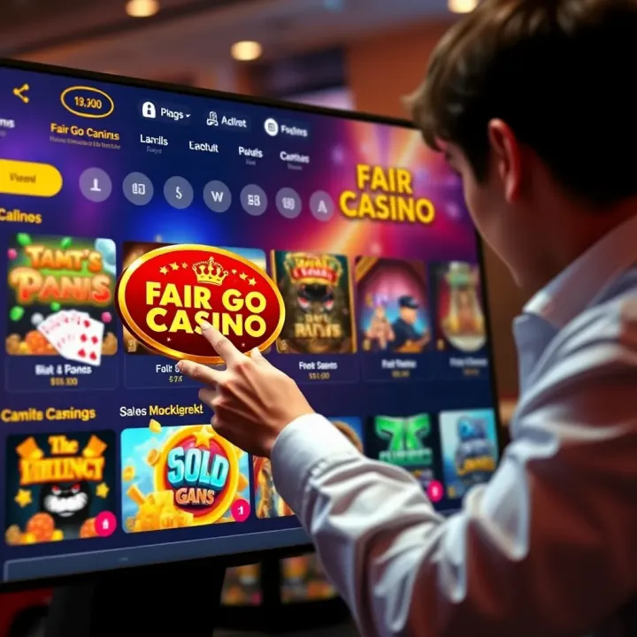 User interacting with an online casino interface showcasing available slot games