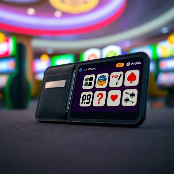 Digital wallet with various payment options icons and responsible gambling symbols