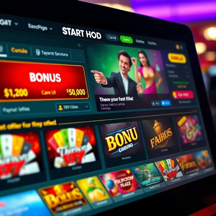 User interface showing payment options and bonus offers for casino players