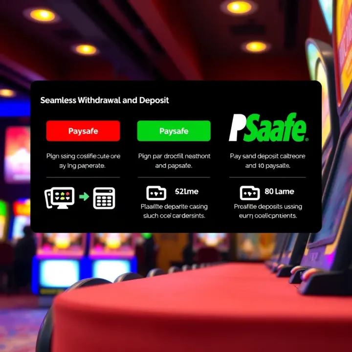 Graphic showing seamless withdrawal and deposit methods at Fair Go Casino using Paysafe tailored for Australian users