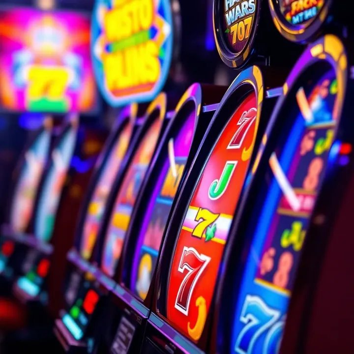 Colorful slot machine reels with symbols representing popular pokies games
