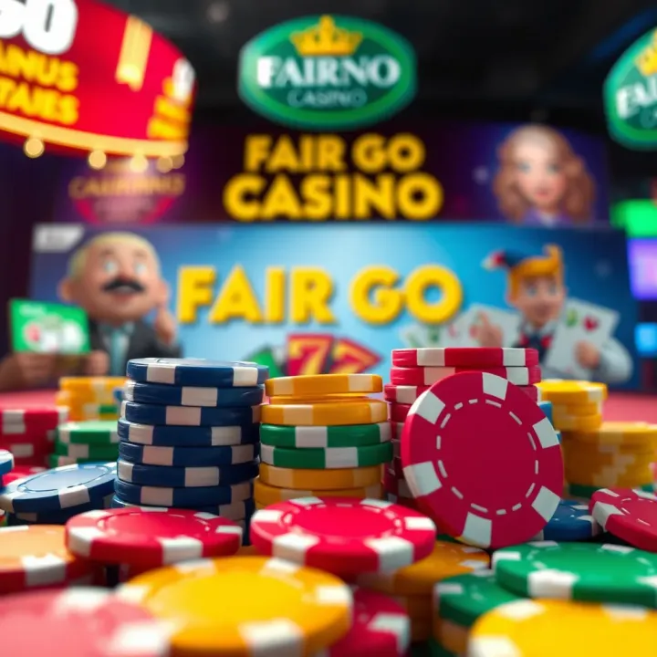 Colorful casino chips and promotional banners for ongoing casino bonuses