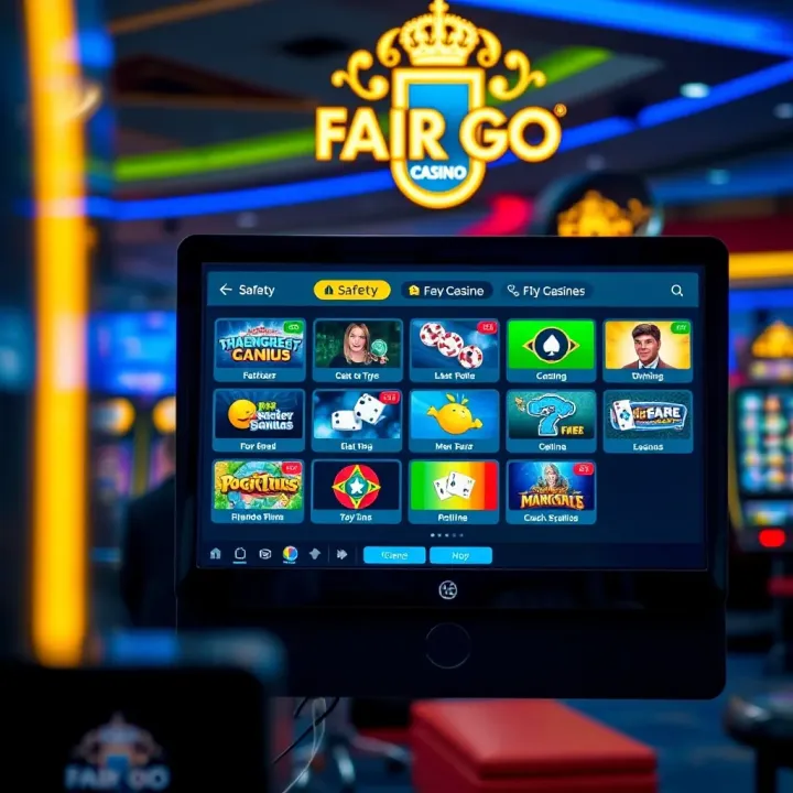 Secure online casino interface displaying safety features and game options