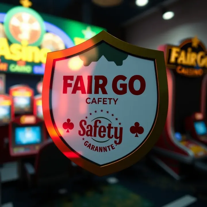 Graphic displaying casino safety shield and fairness guarantee symbols