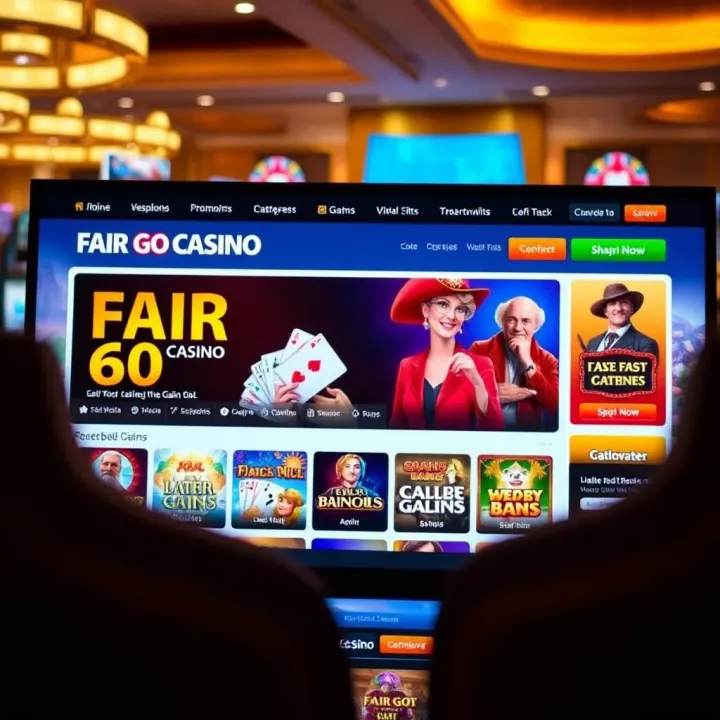 Fair Go Casino Website Interface Overview Online casino homepage showing Fair Go Casino interface with game selections and promotions