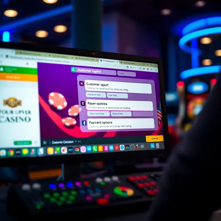 A computer screen displaying customer support chat and various payment options on a casino website