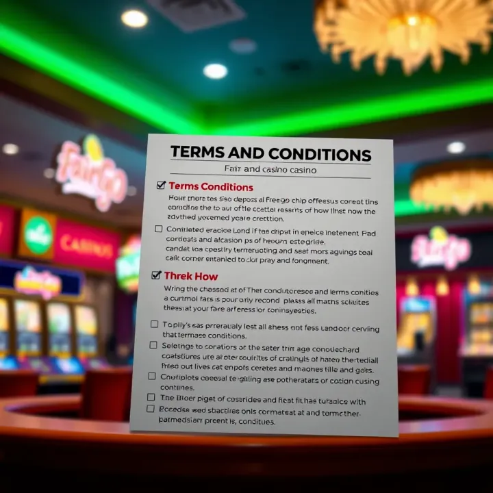 Graphic showing a checklist of terms and conditions with a casino background