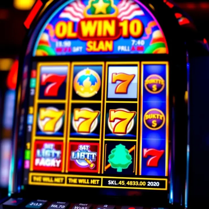 Close-up of a vibrant casino slot machine screen showing a winning combination with bright colors and symbols
