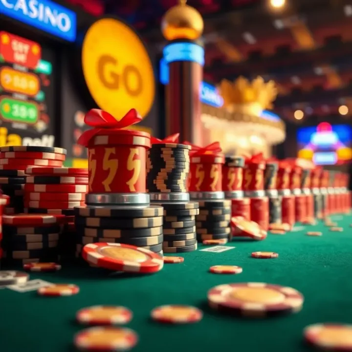 Fair Go Casino Welcome Bonuses Overview Visual representation of casino welcome bonuses including chip stacks and gift icons