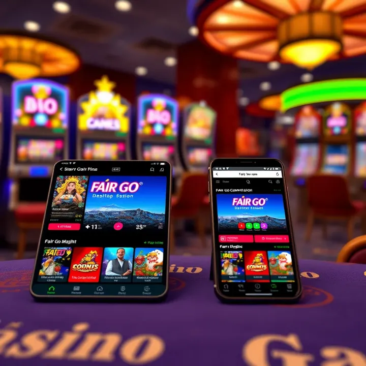Comparison display highlighting features of the Fair Go desktop version versus the mobile app