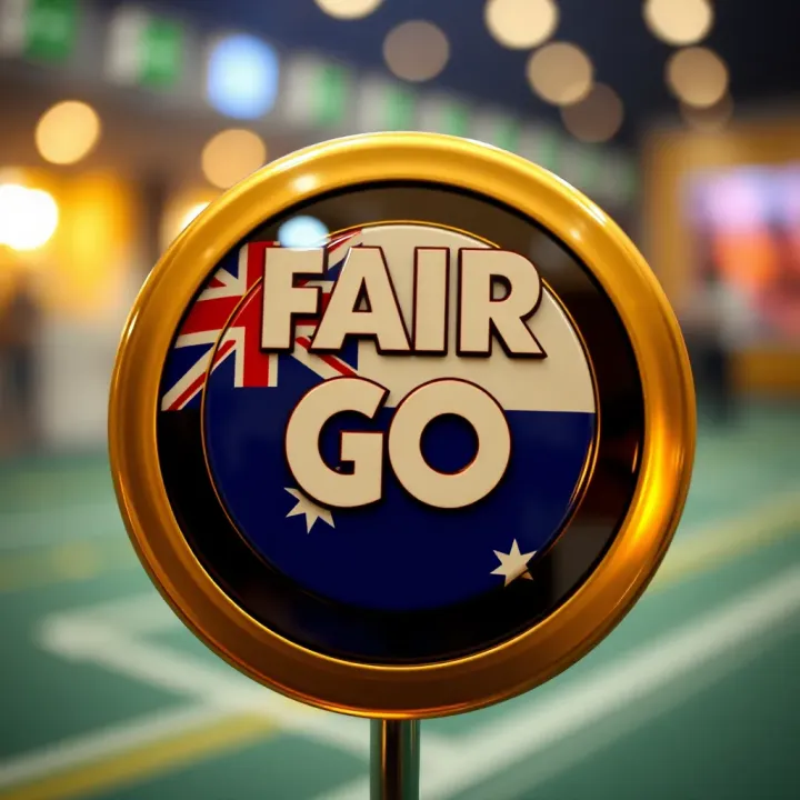 Logo and emblem representing the Fair Go for Australia Party with Australian flag elements