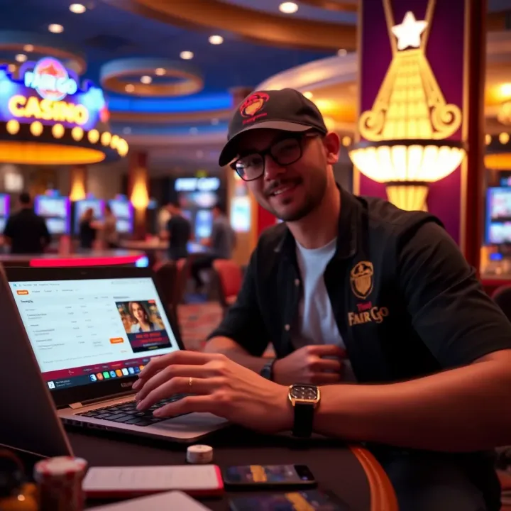 Australian gambler using laptop to access Fair Go Casino online offers