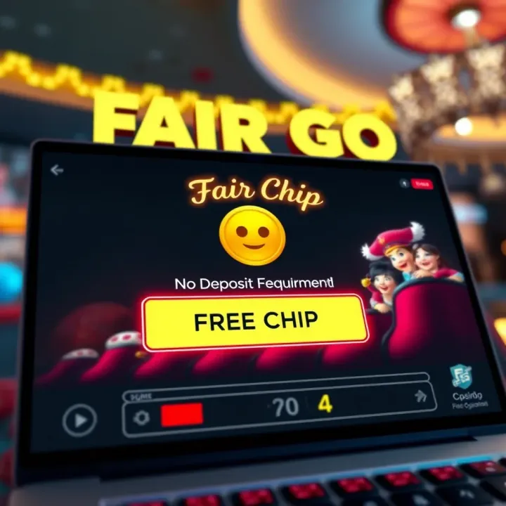 Online casino interface showing a free chip bonus offer with highlighted no deposit requirement