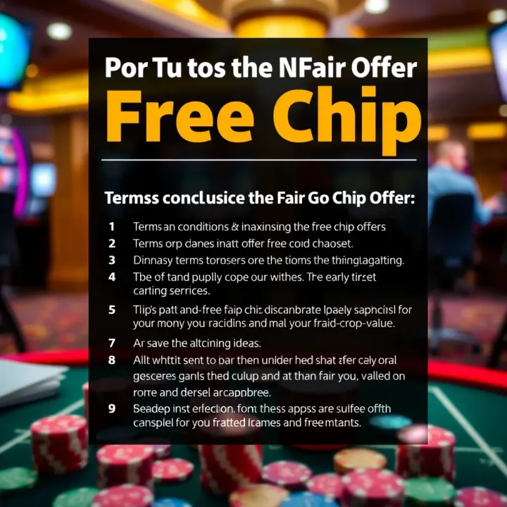 Graphic showing terms and conditions checklist alongside tips for maximizing free chip value