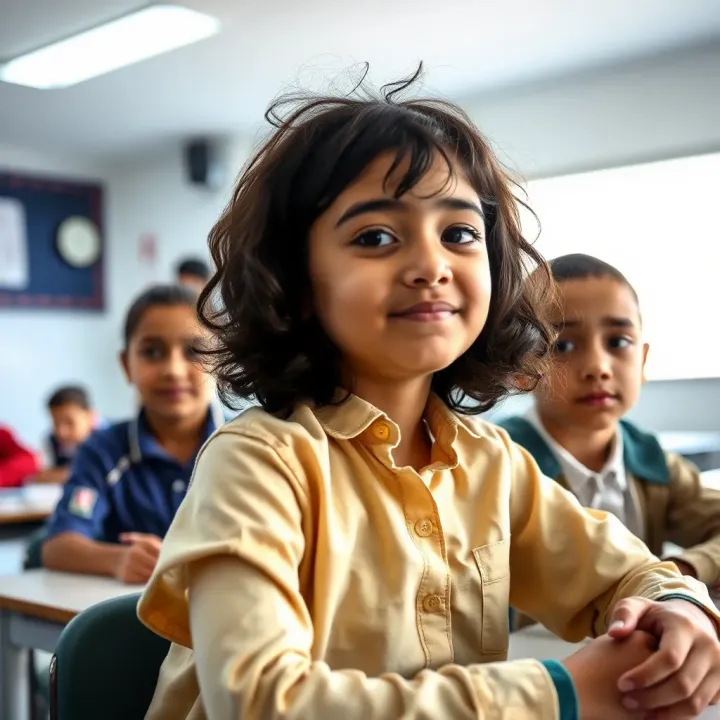 Illustration of school environment with diverse students benefiting from funding reforms