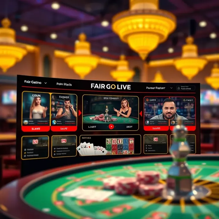 Interface layout showcasing key features of Fair Go Live platform