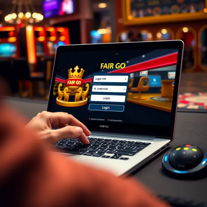 User entering credentials on Fair Go login screen on a laptop