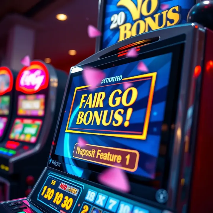 Digital slot machine displaying bonus feature activation on screen