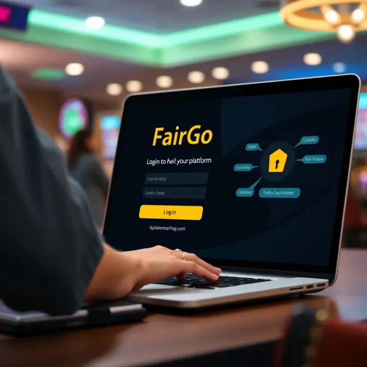 User securely logging into Fair Go Pokies platform on a laptop