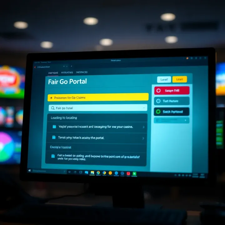 Computer screen displaying the Fair Go Portal interface with options for lodging and responding to claims