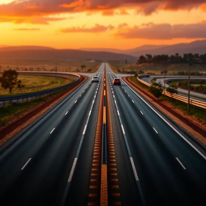 Illustration of Australian roads with icons representing insurance rewards and fairness scales