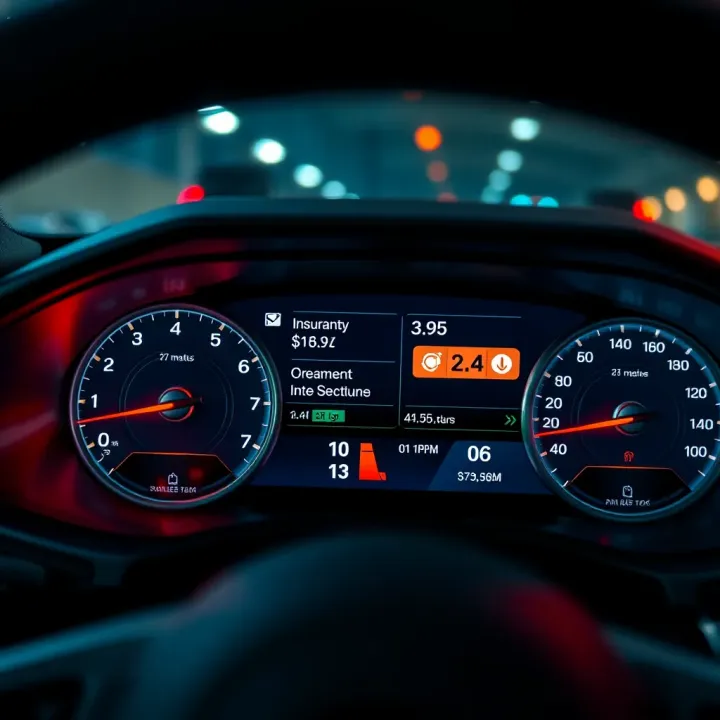 Car dashboard displaying safe driving metrics and insurance discount notifications