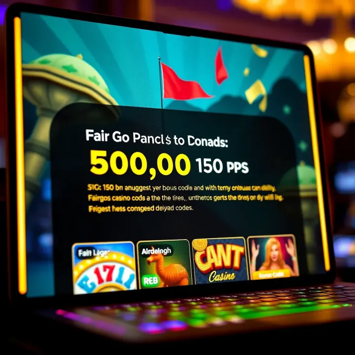 Digital screen showing casino promotions with bonus code details