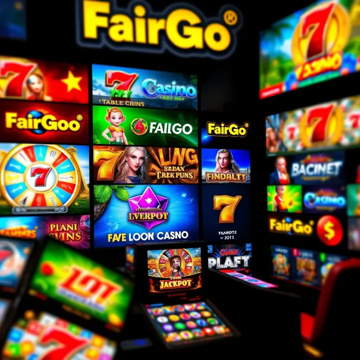 Assortment of casino game thumbnails including slots, table games, and jackpots
