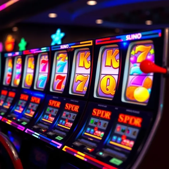 Vibrant Slot Machine Reels Highlighting RTG Games at FairGo Casino Colorful casino slot machine reels with bright symbols and glowing lights