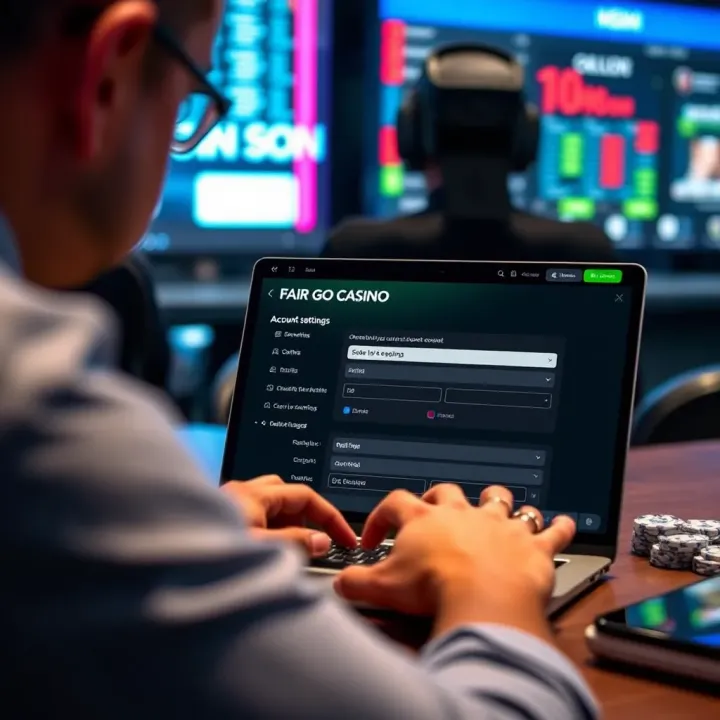 User reviewing Fair Go Casino account settings on a laptop screen