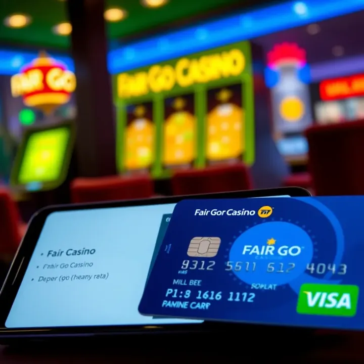 Credit card and mobile device displaying Fair Go Casino deposit screen