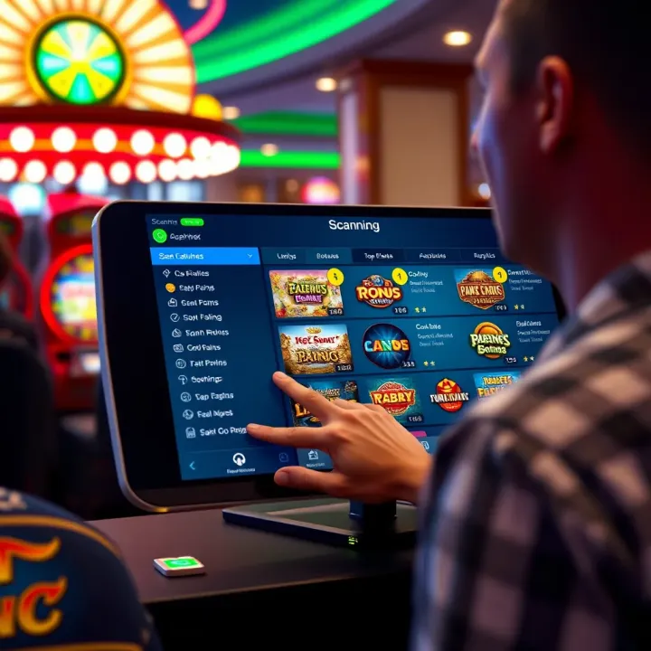 Screenshot of Fair Go Casino's scanning feature displaying a list of games with ratings and bonuses