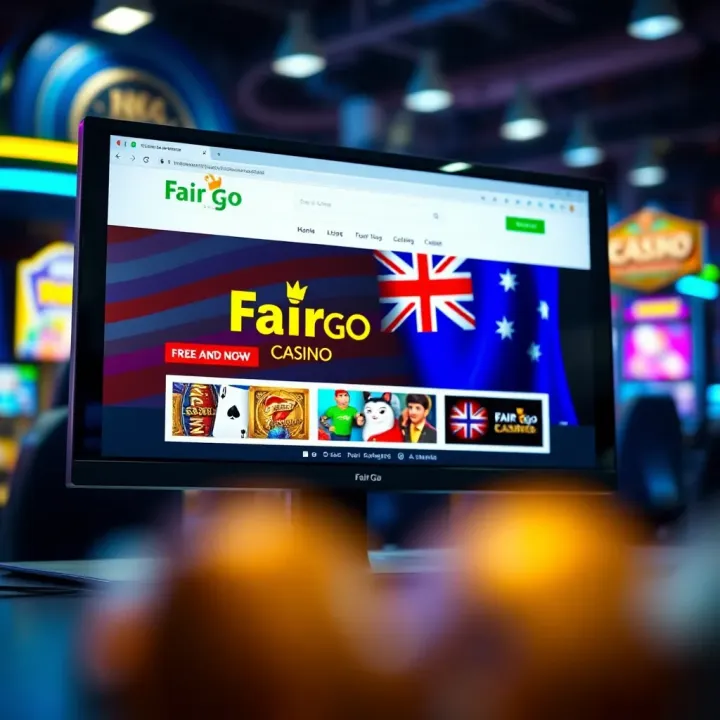 Computer screen displaying Fair Go Casino website with Australian flag