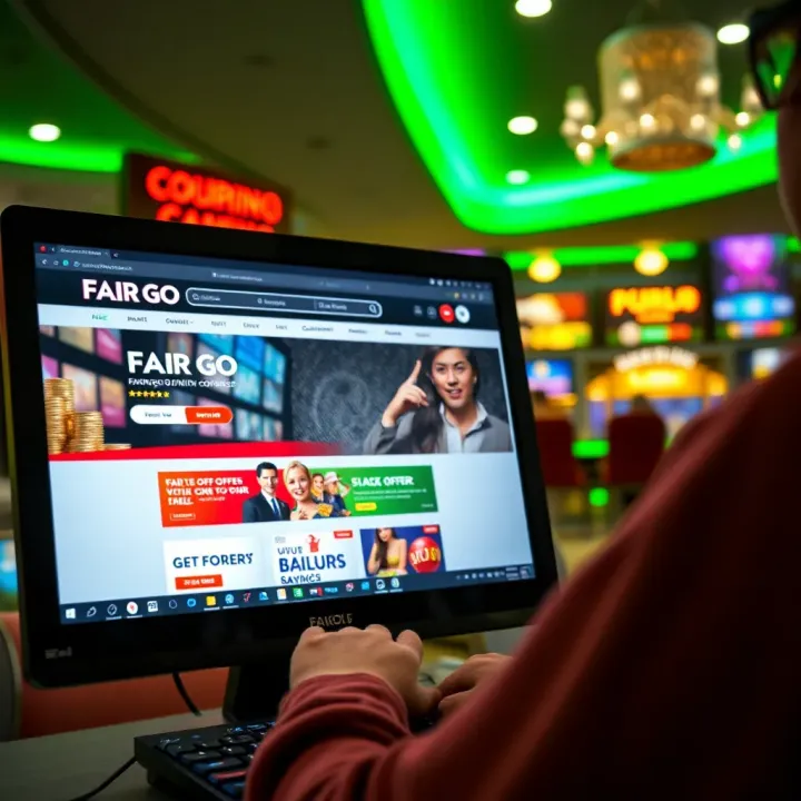 Computer screen displaying Fair Go website with visible offers and coupon codes