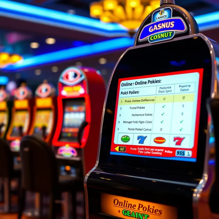 Comparison chart showing differences between online pokies and traditional slot machines