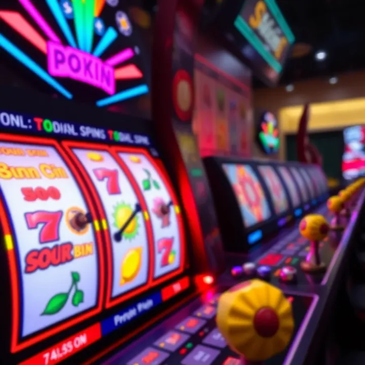 Bright online pokies interface showing spinning reels with vibrant symbols