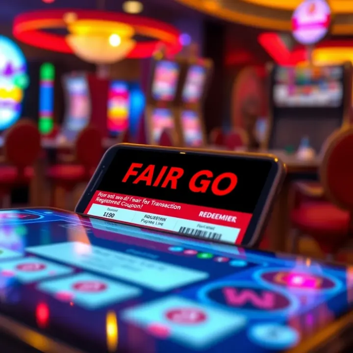 Visual representation of redeeming a casino coupon on a mobile device with a secure transaction symbol