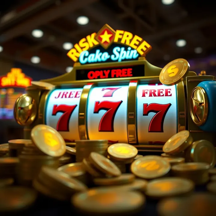 Illustration of gaming tokens and online slot reels symbolizing risk-free play opportunities