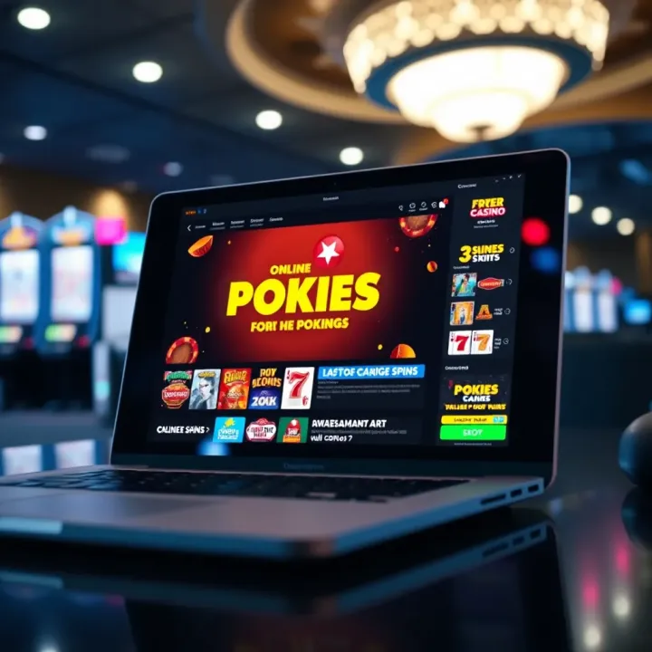 Laptop displaying a secure Australian online casino platform for pokies