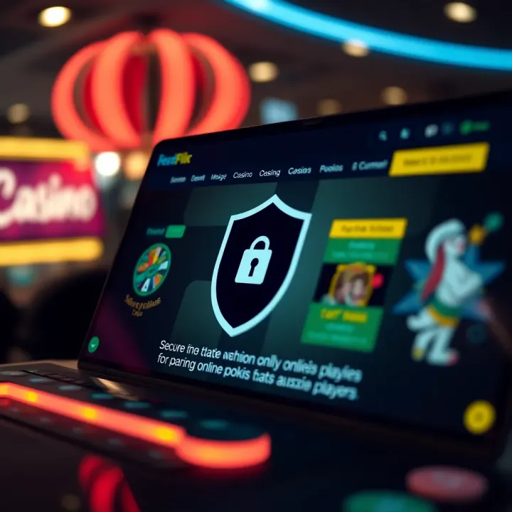 Illustration of a secure website with shield icon representing safe and trusted online pokies platforms for Australian players