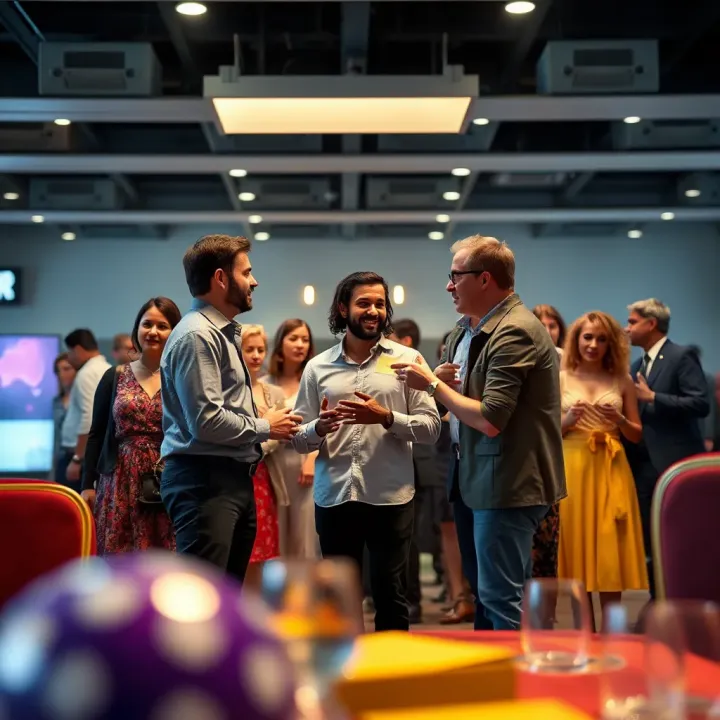 Illustration showing diverse community members exchanging ideas and supporting each other to symbolize Australia's fair go culture