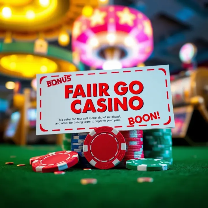 Illustration of a digital coupon with casino chips and slot machine icons symbolizing online bonus offers