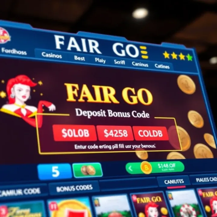 Illustration of a digital casino interface highlighting bonus code entry