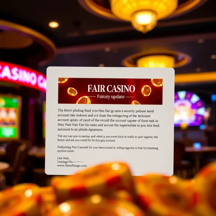 Secure email notification highlighting an important account update from Fair Go Casino with emphasis on avoiding phishing scams