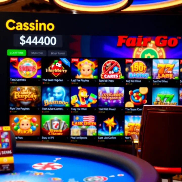 Interface showcasing a variety of casino games available at Fair Go Casino including slots and table games